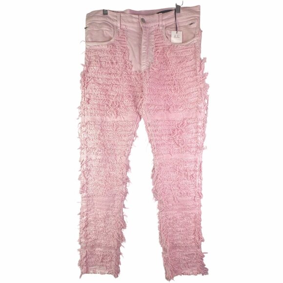 1017 ALYX 9SM X Blackmeans Pink Shredded Straight Leg Denim Jeans Mens Size 34 - Picture 3 of 11